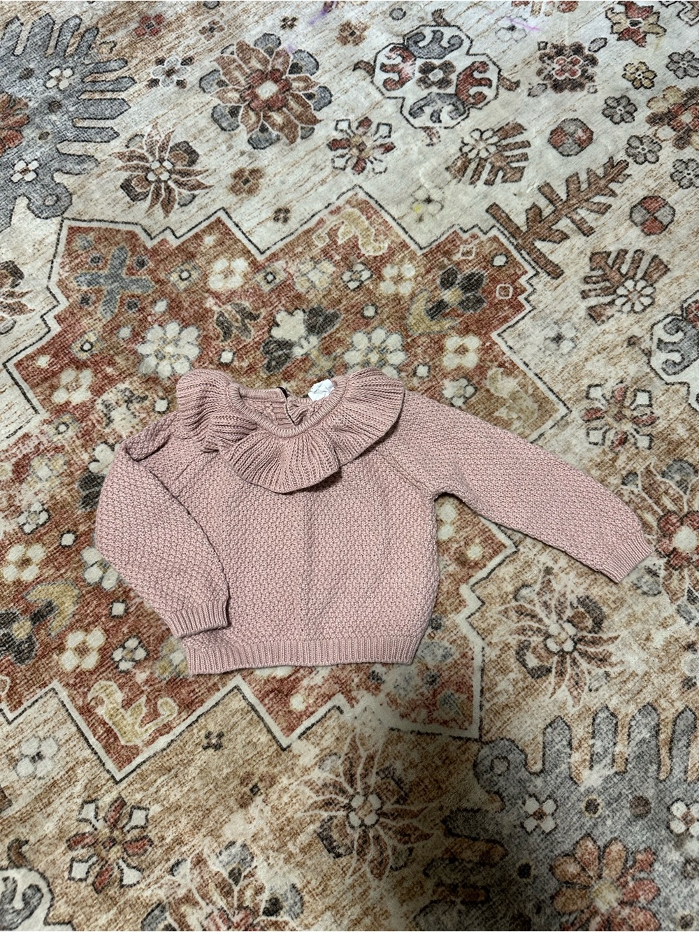 Jamie Kay Pink Knit Ruffle Collar Sweater